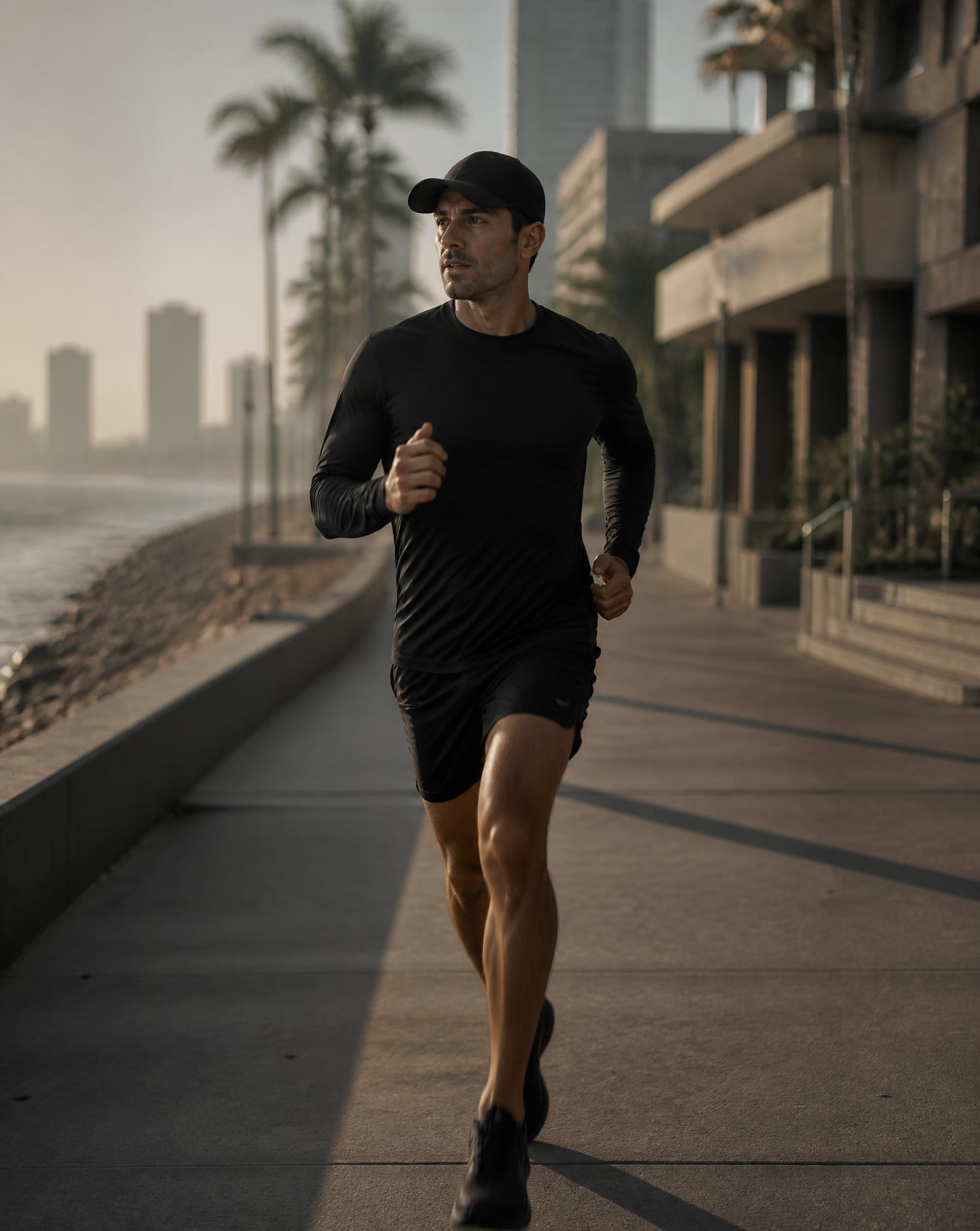 Running along the water at sunrise — a life in motion